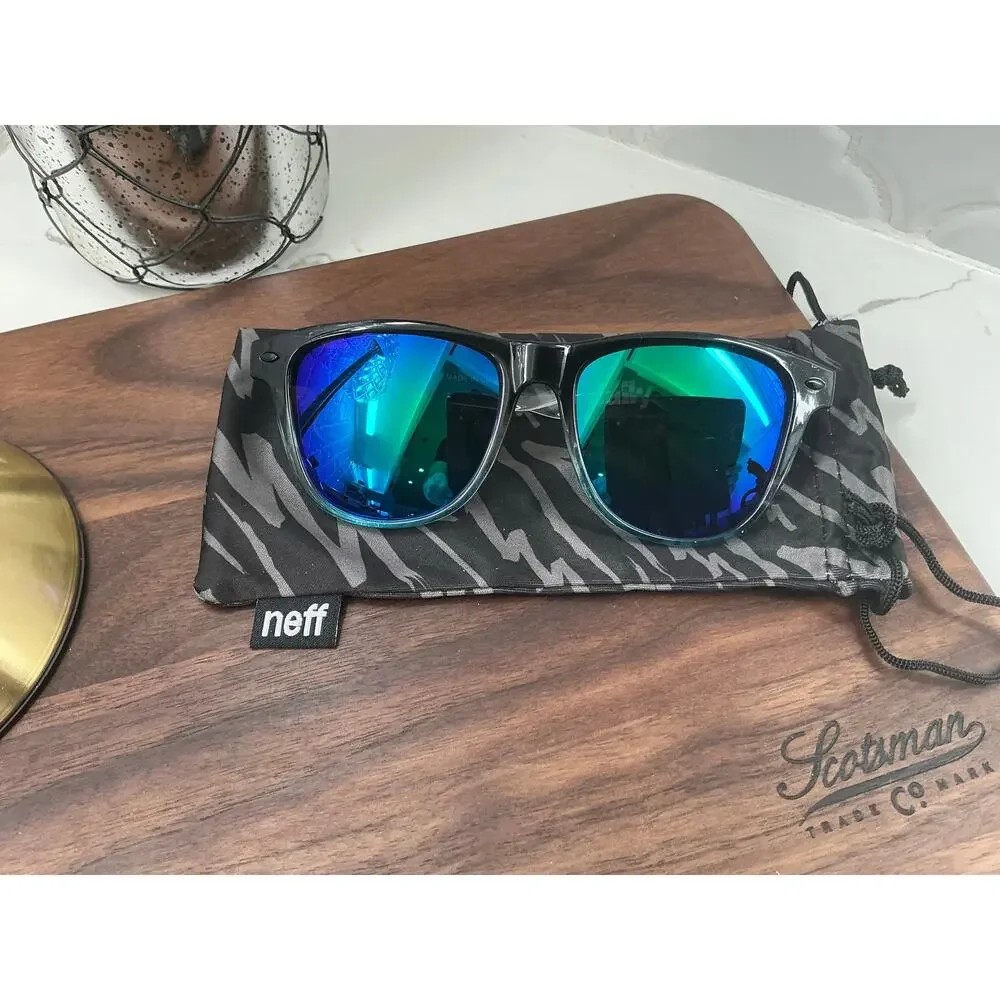 NEFF Daily Shades Wayfarer Sunglasses Blue/Black with Blue Mirrored Lenses